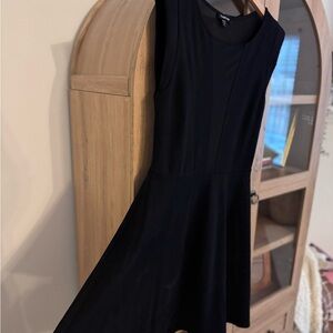 bebe Black Sleeveless Fit & Flare Dress | Sheer Back & Front Slit | Medium